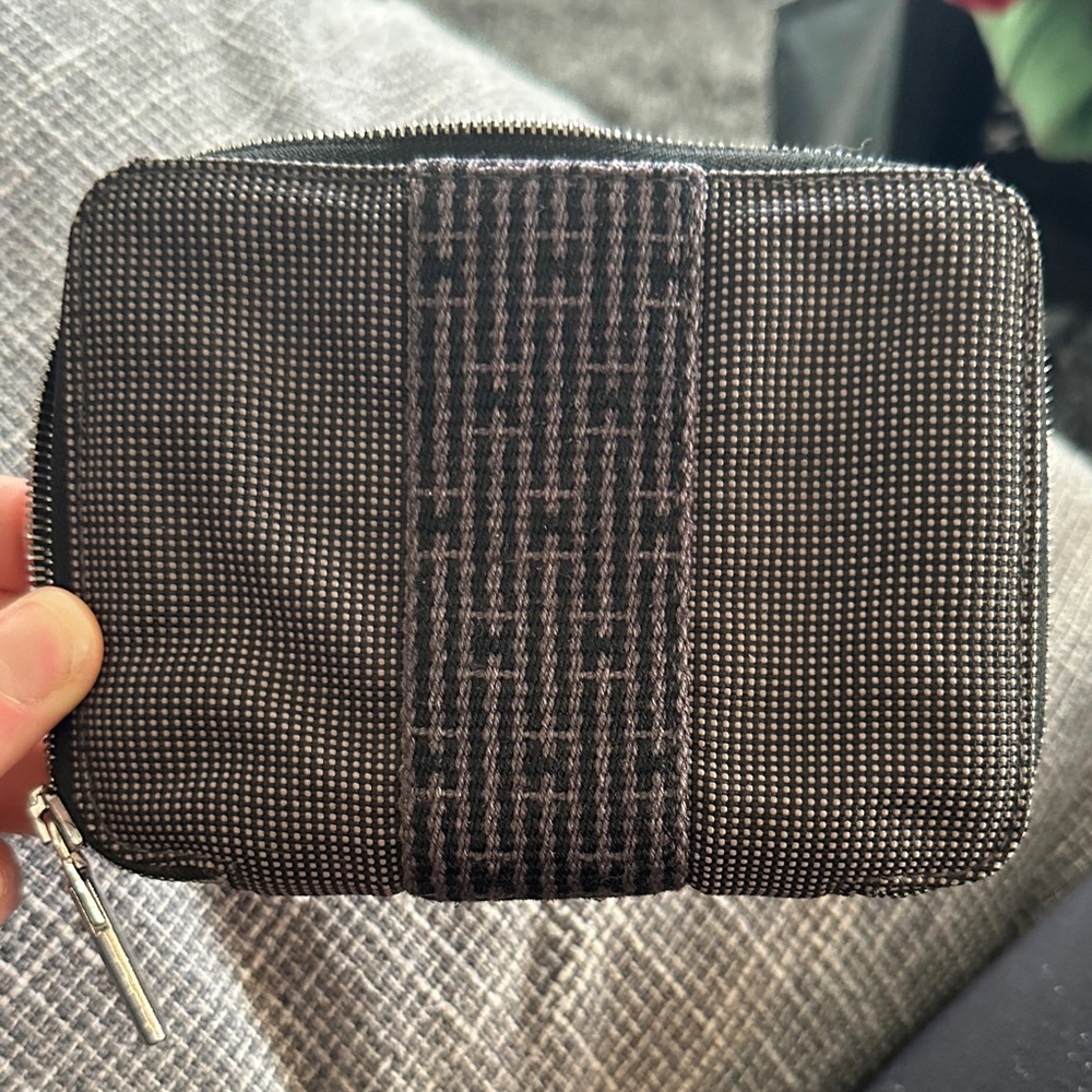 Hermes Black and Gray Zip Wallet